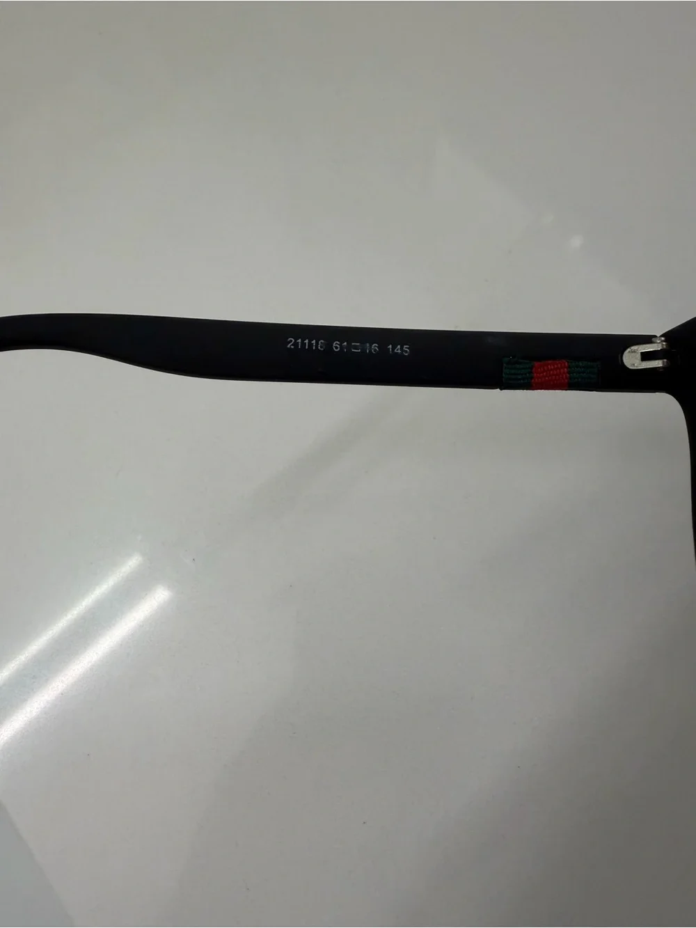 Gucci Black Square Sunglasses with Green & Red Web Stripe